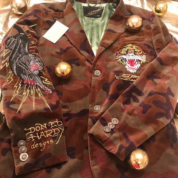 SUPER RARE amazing y2k Ed hardy camouflage velvet jacket! - Picture 4 of 11